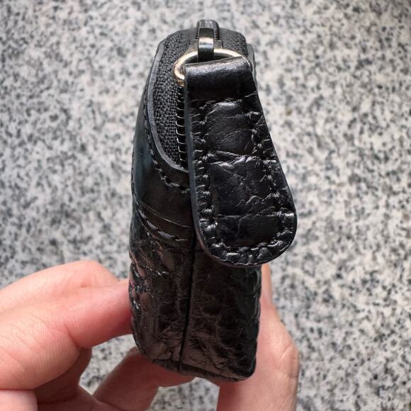 BRIGHTON Heart Coin Purse Black Pebbled Leather Embossed Western Valentine - Picture 2 of 8